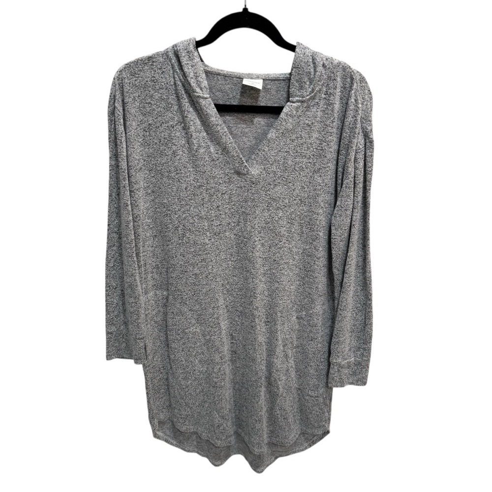 Soma Gray Hooded Cozy Long Sleeve Sleepshirt Nightgown Pajama Size Medium